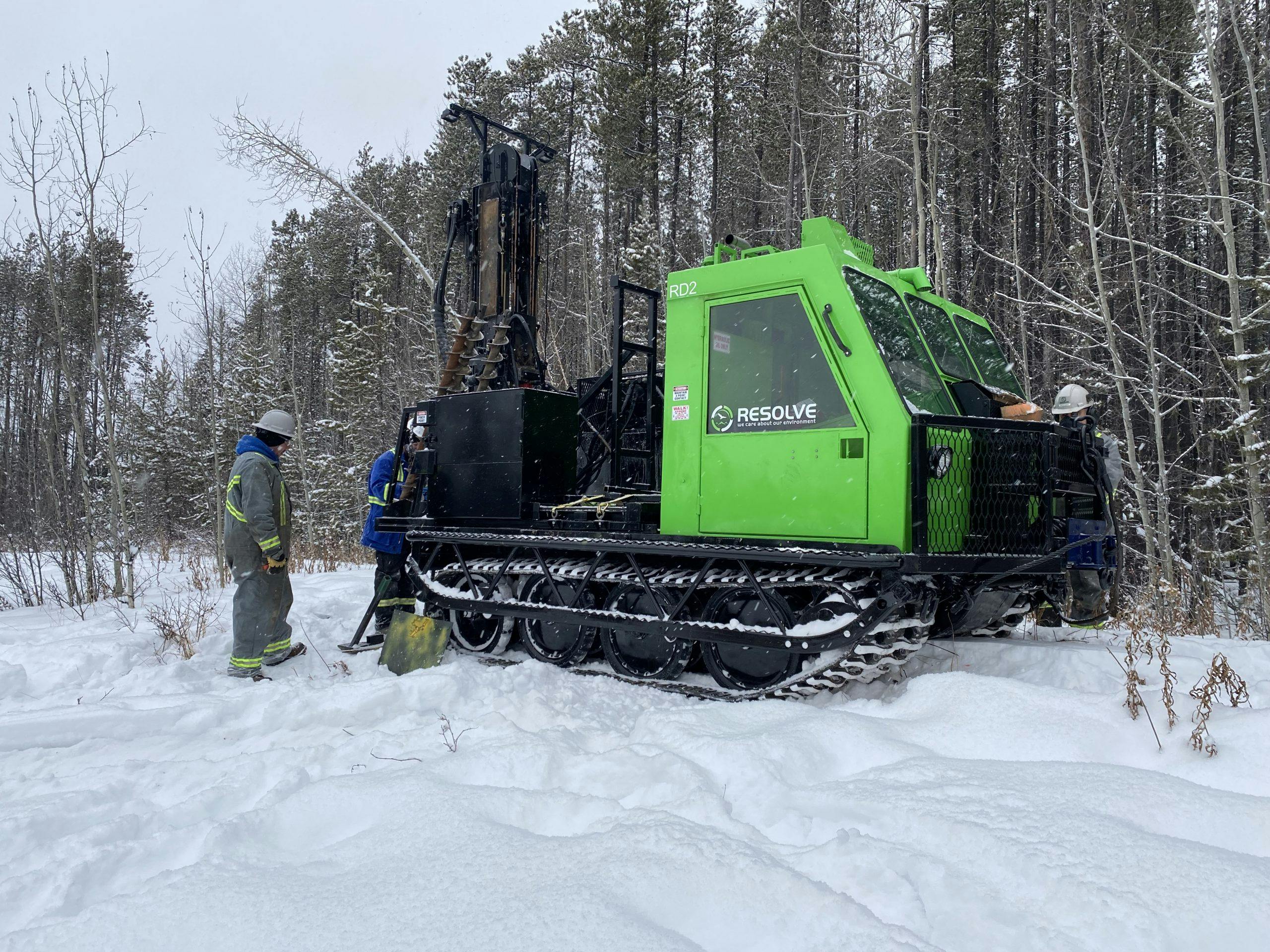 Environmental drilling equipment in the snow