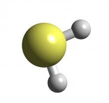 3D rendering of hydrogen sulfide molecule